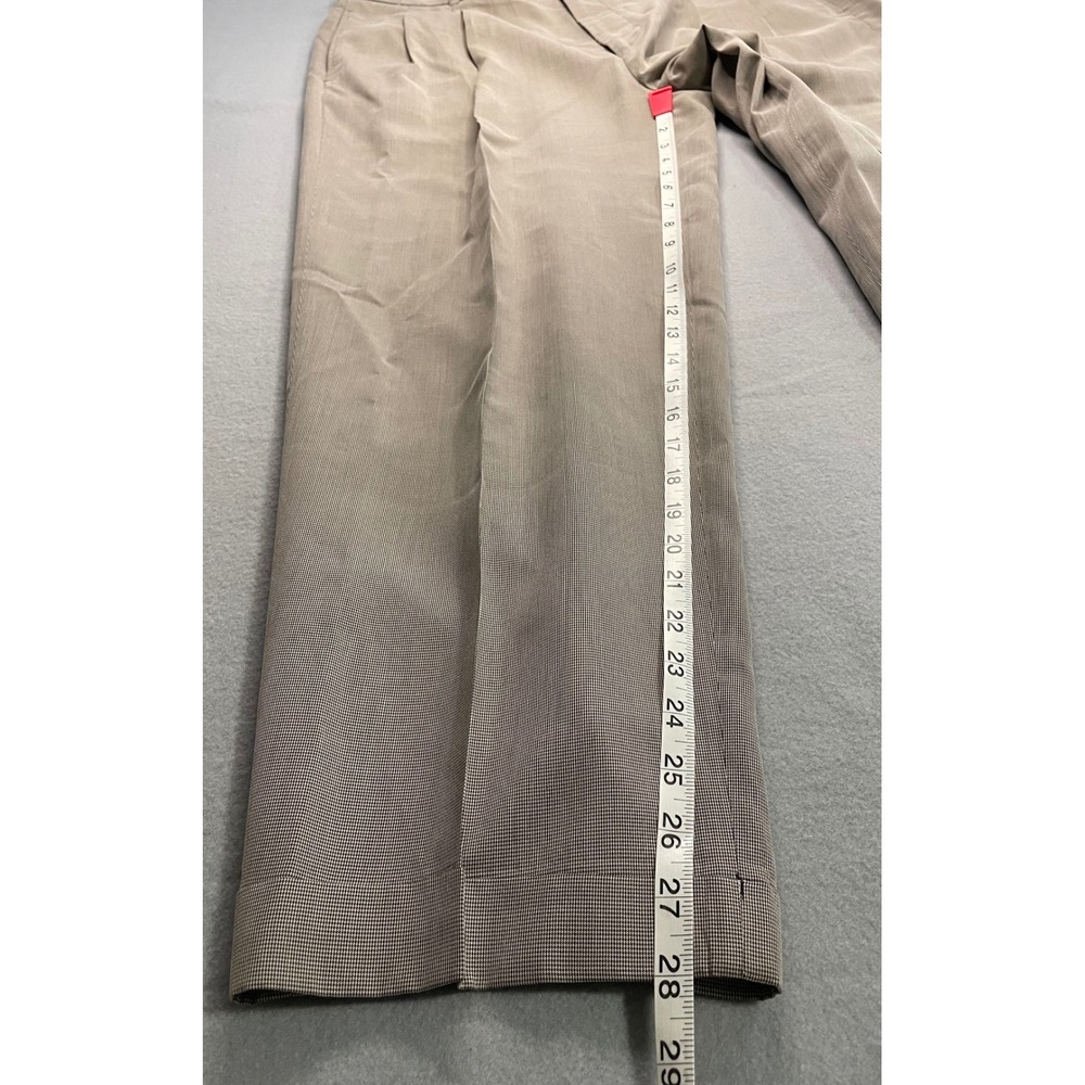 Chereskin Mens Tan Micro Houndstooth Pleated Cuffed Dress Pants 36x28 - Picture 12 of 12